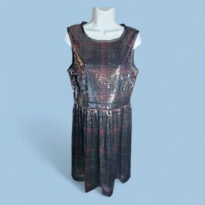 Brooks Brothers Womens Sequined Sleeveless‎ Dress Size 10 Red Black Party Indie